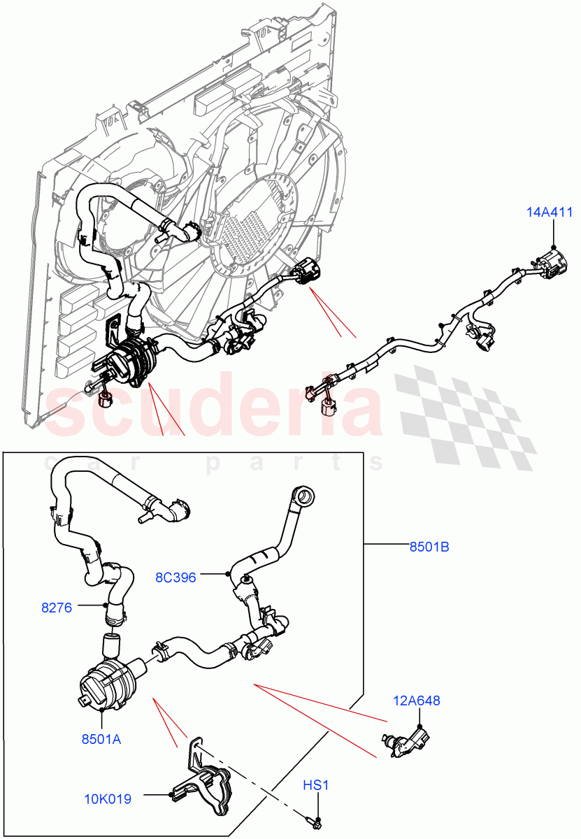 Water Pump(Auxiliary Unit)(3.0L AJ20D6 Diesel High,8 Speed Auto Trans ZF 8HP76)((V)FROMLA000001) of Land Rover Land Rover Range Rover Sport (2014+) [3.0 I6 Turbo Diesel AJ20D6]