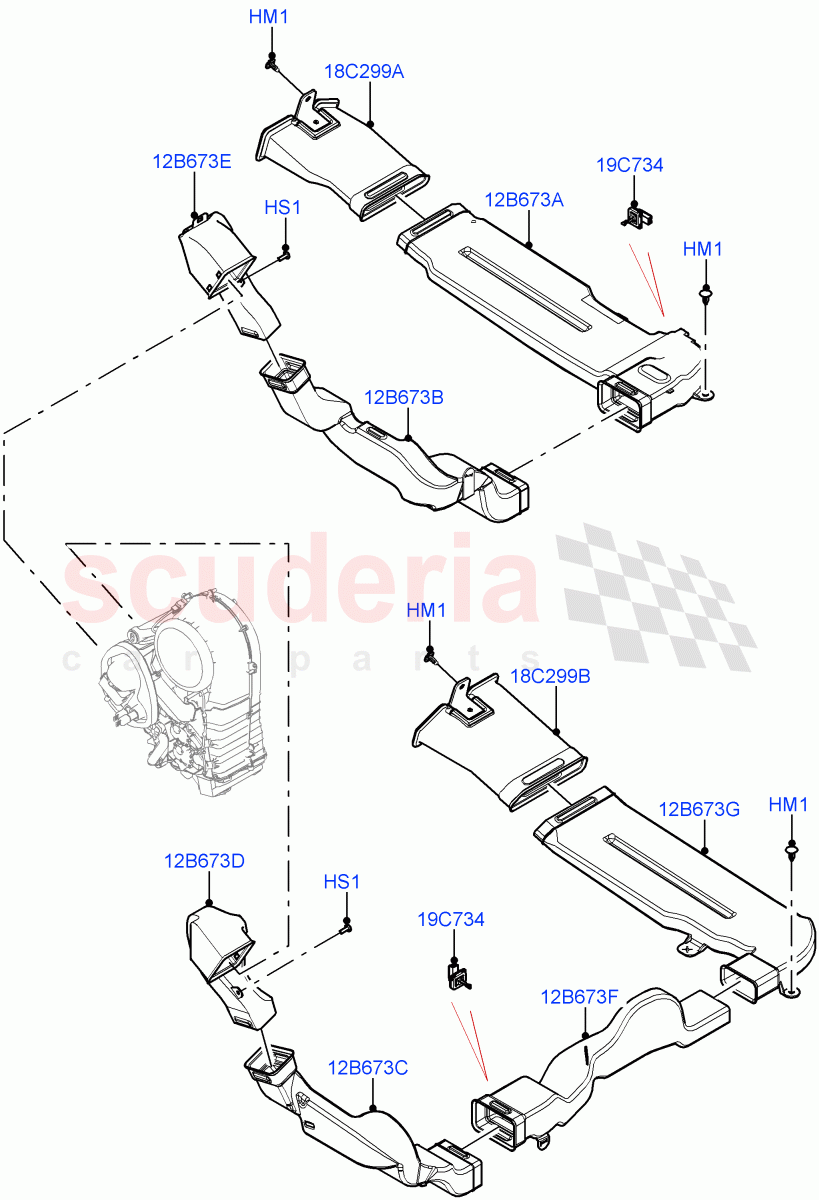 Air Vents, Louvres And Ducts (Rear, Footwell Duct) (With Third Row Power Folding Seat, Premium Air Conditioning-Front/Rear) of Land Rover Land Rover Range Rover (2022+) [4.4 V8 Turbo Petrol NC10]
