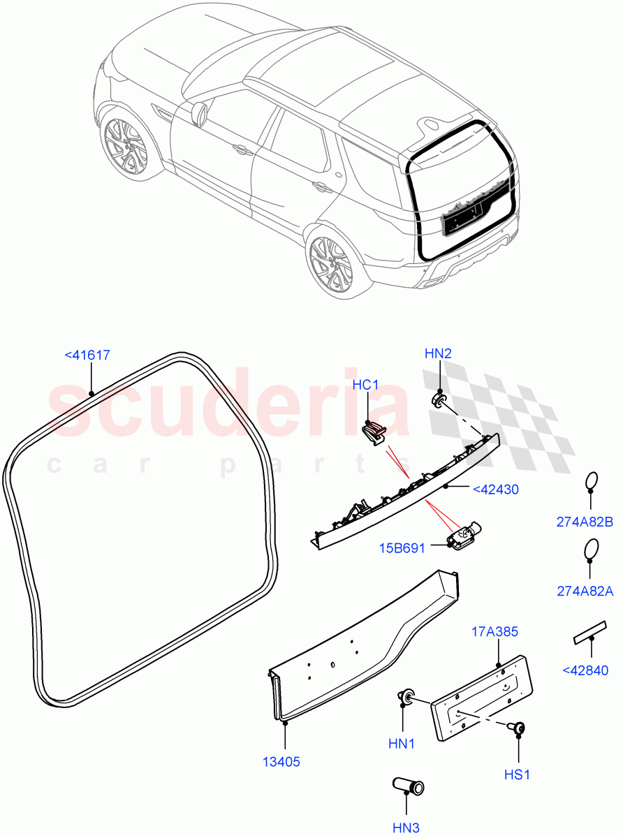 Luggage Compartment Door (Solihull Plant Build, Seal, Moulding) ((V) FROMHA000001) of Land Rover Land Rover Discovery 5 (2017+) [2.0 Turbo Petrol AJ200P]