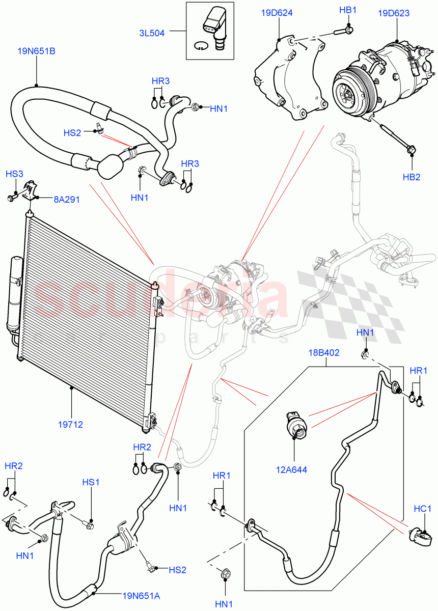 Air Conditioning Condensr/Compressr (Front) (2.0L 16V TIVCT T/C 240PS Petrol) ((V) FROMFA000001) of Land Rover Land Rover Range Rover (2012-2021) [5.0 OHC SGDI SC V8 Petrol]