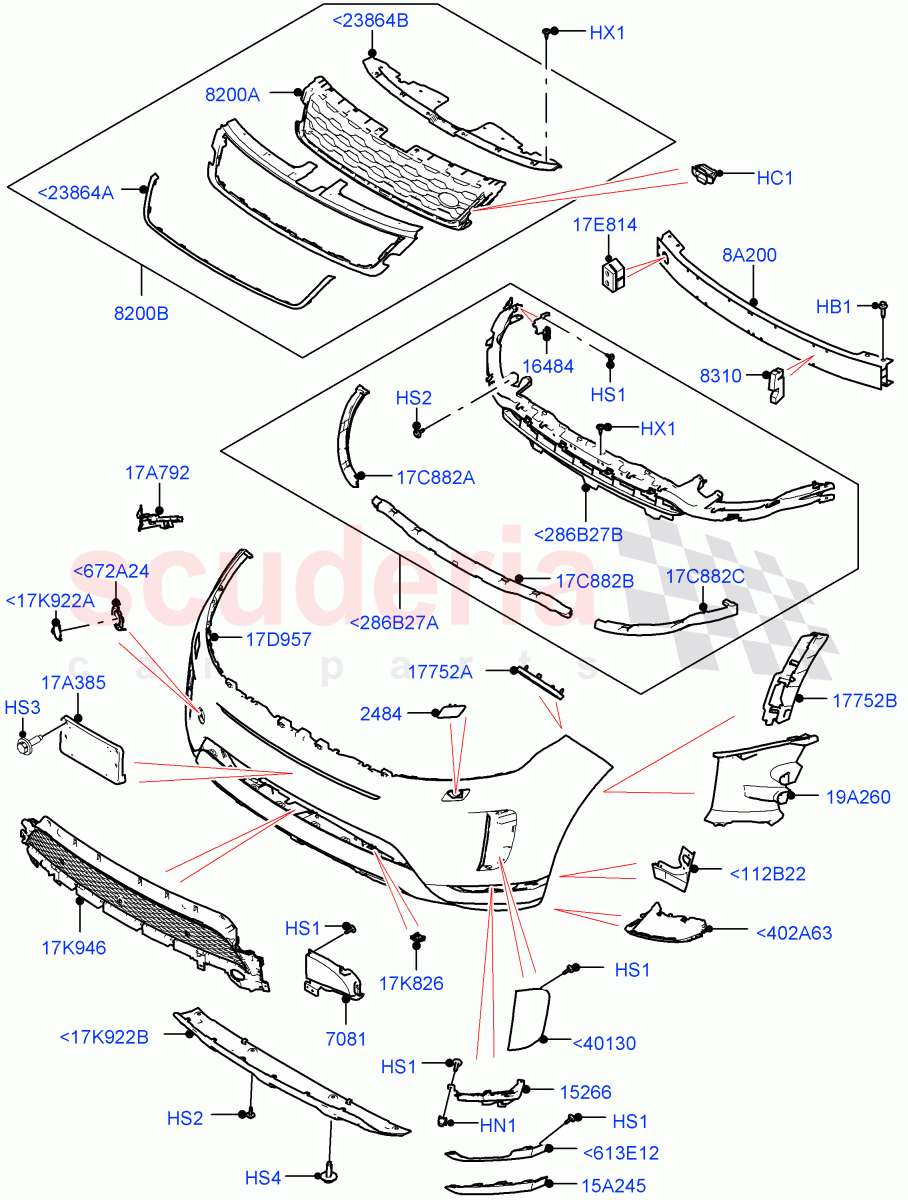 Radiator Grille And Front Bumper (Itatiaia (Brazil), Front Bumper - Painted Body Colour) of Land Rover Land Rover Range Rover Evoque (2019+) [2.0 Turbo Diesel]