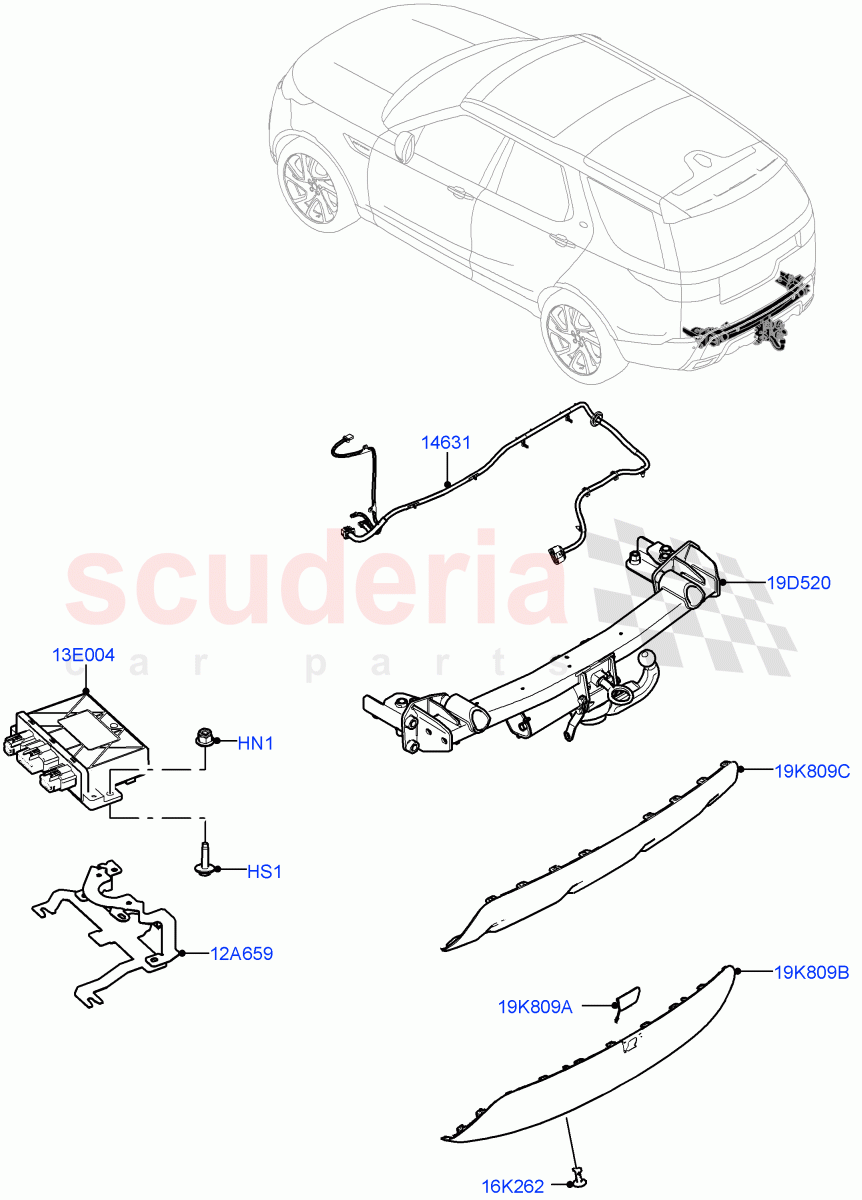 Towing Equipment (Solihull Plant Build, Nitra Plant Build, Detachable Tow Bar) ((-) "CDN/USA") of Land Rover Land Rover Discovery 5 (2017+) [2.0 Turbo Petrol AJ200P]