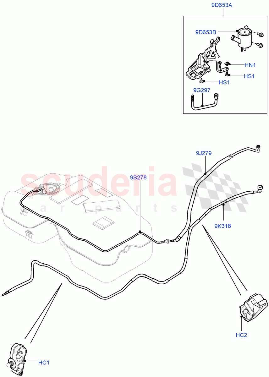 Fuel Lines(2.0L I4 High DOHC AJ200 Petrol,Changsu (China),Fuel Tank Filler Neck - Unleaded,2.0L I4 Mid DOHC AJ200 Petrol) of Land Rover Land Rover Discovery Sport (2015+) [2.0 Turbo Petrol AJ200P]