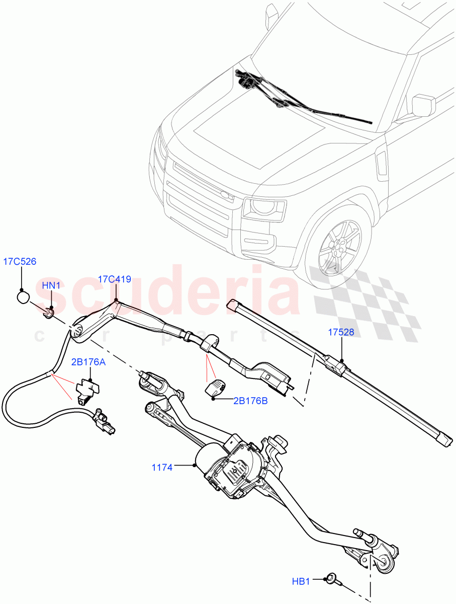 Windscreen Wiper of Land Rover Land Rover Defender (2020+) [3.0 I6 Turbo Diesel AJ20D6]