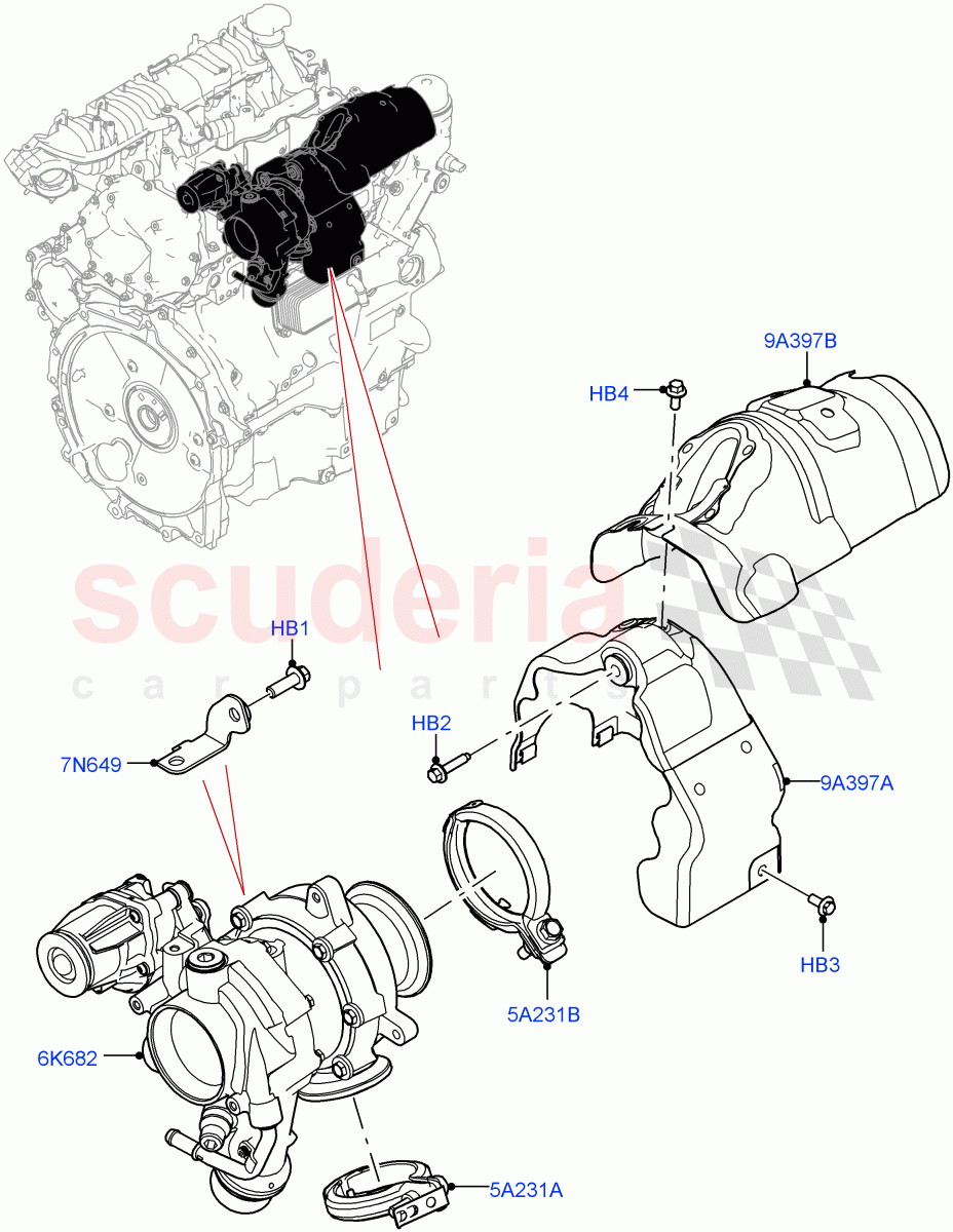 Turbocharger(2.0L AJ21D4 Diesel Mid,Halewood (UK))((V)FROMMH000001) of Land Rover Land Rover Discovery Sport (2015+) [2.0 Turbo Diesel AJ21D4]