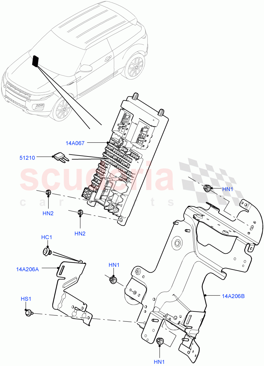 Fuses, Holders And Circuit Breakers(Passenger Compartment)(Itatiaia (Brazil))((V)FROMGT000001) of Land Rover Land Rover Range Rover Evoque (2012-2018) [2.0 Turbo Diesel]