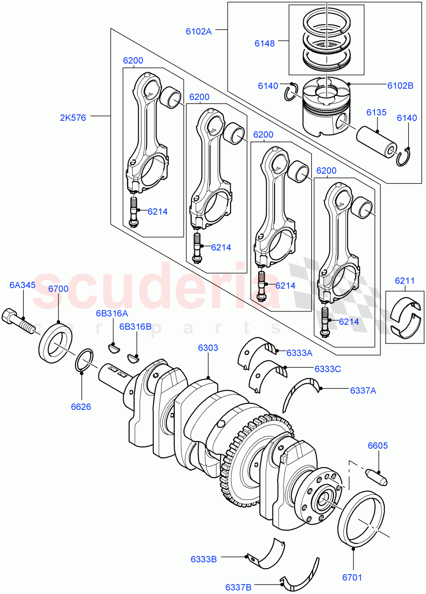 Crankshaft/Pistons And Bearings(2.2L DOHC EFI TC DW12,2.2L CR DI 16V Diesel) of Land Rover Land Rover Range Rover Evoque (2012-2018) [2.2 Single Turbo Diesel]