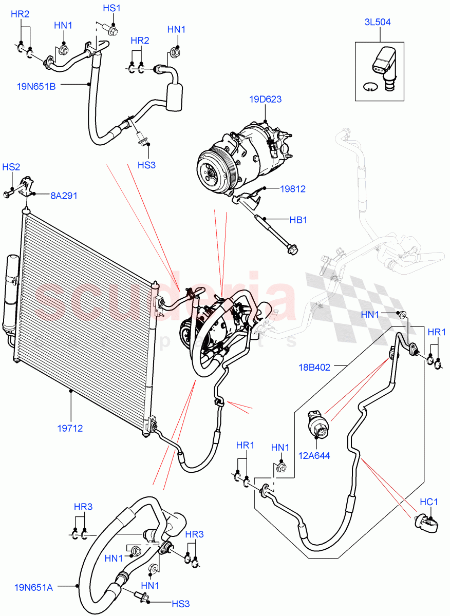 Air Conditioning Condensr/Compressr (Front) (5.0L OHC SGDI NA V8 Petrol - AJ133, 3.0L DOHC GDI SC V6 PETROL, 5.0L OHC SGDI SC V8 Petrol - AJ133, 5.0L P AJ133 DOHC CDA S/C Enhanced, 5.0 Petrol AJ133 DOHC CDA) of Land Rover Land Rover Range Rover (2012-2021) [5.0 OHC SGDI SC V8 Petrol]