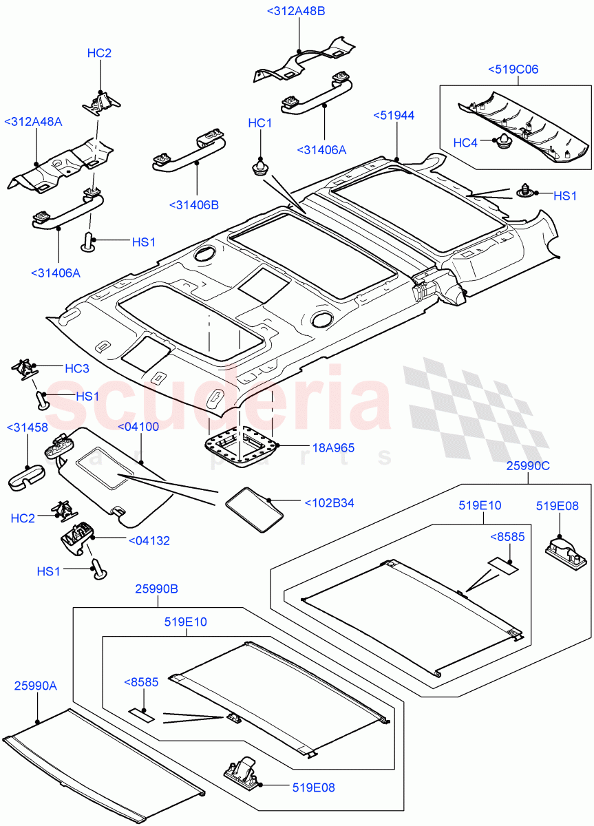 Headlining And Sun Visors((V)FROMAA000001) of Land Rover Land Rover Discovery 4 (2010-2016) [5.0 OHC SGDI NA V8 Petrol]