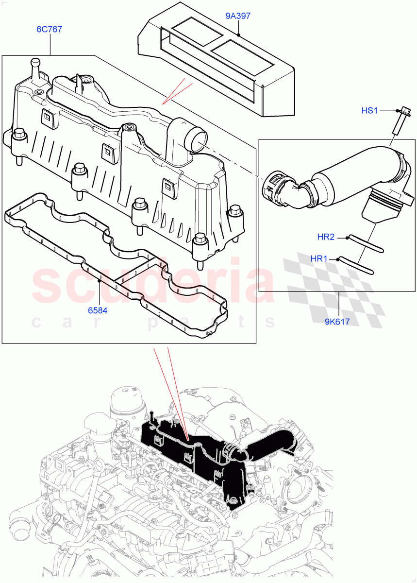 Emission Control - Crankcase (2.0L AJ20D4 Diesel Mid PTA, Halewood (UK), 2.0L AJ20D4 Diesel LF PTA, 2.0L AJ20D4 Diesel High PTA) of Land Rover Land Rover Range Rover Evoque (2019+) [2.0 Turbo Diesel]