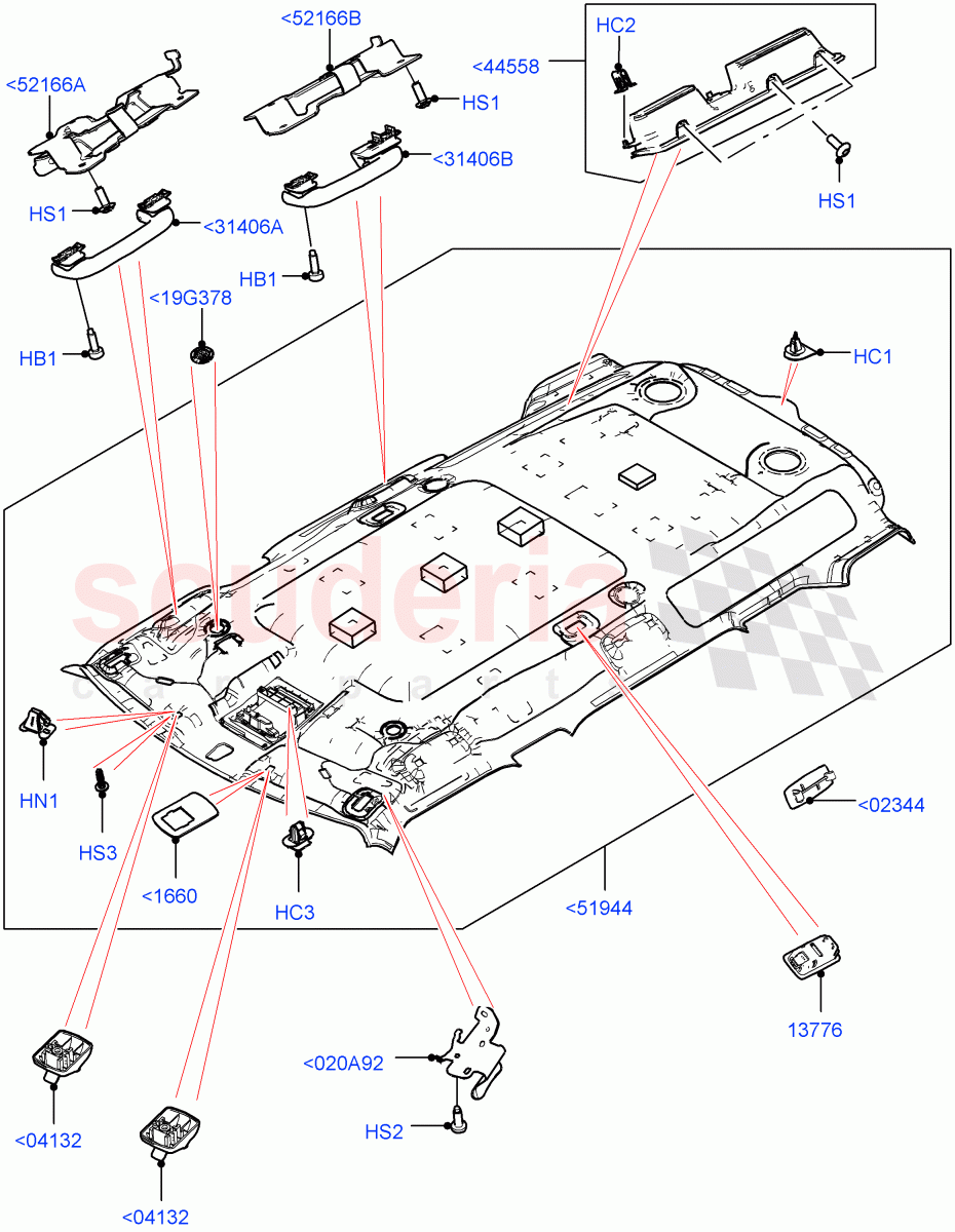 Headlining And Sun Visors (Headlining) (Standard Wheelbase, Less Panorama Roof) of Land Rover Land Rover Defender (2020+) [5.0 OHC SGDI SC V8 Petrol]