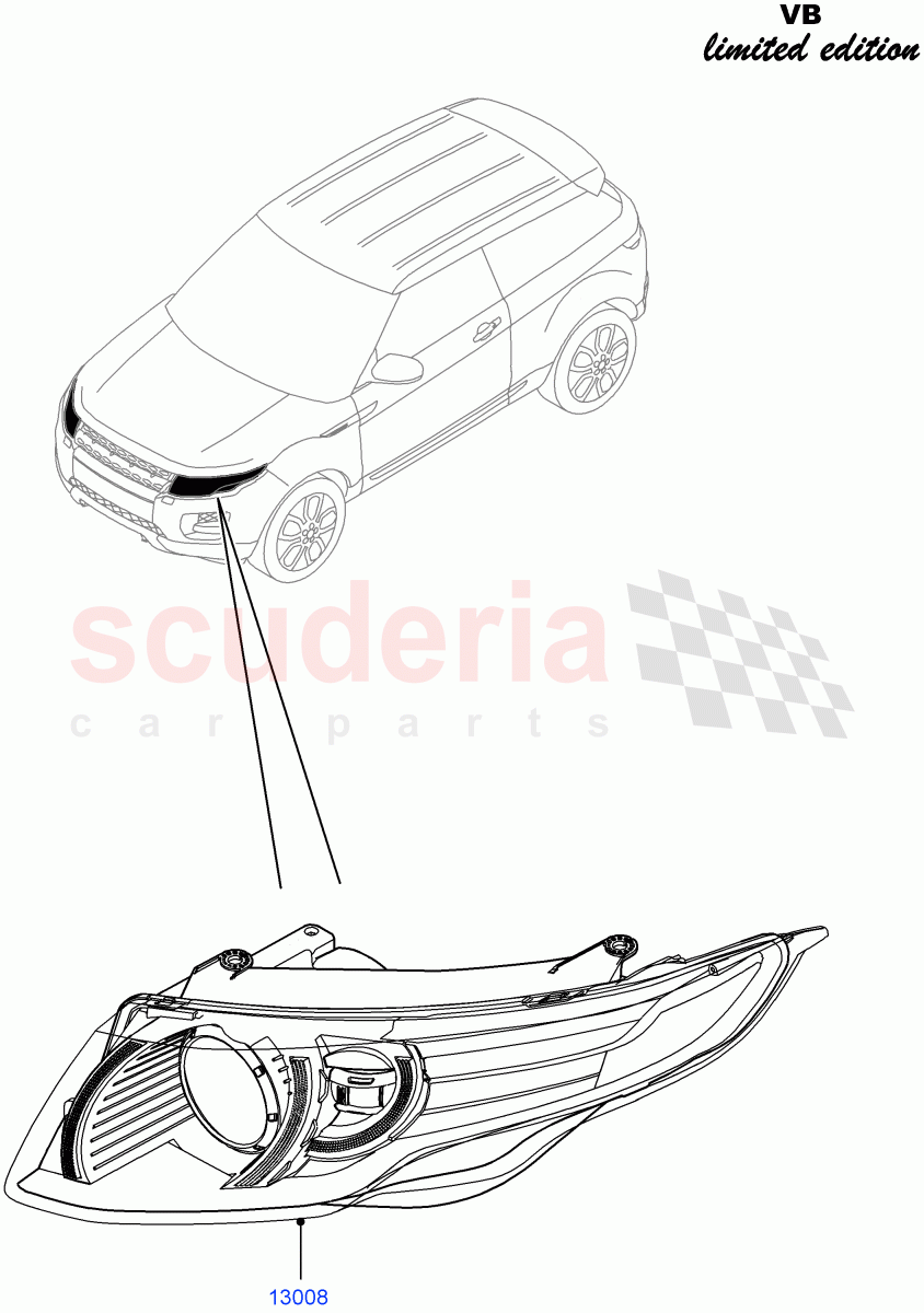 Headlamps And Front Flasher Lamps(Victoria Beckham Limited Edition,Halewood (UK)) of Land Rover Land Rover Range Rover Evoque (2012-2018) [2.0 Turbo Diesel]