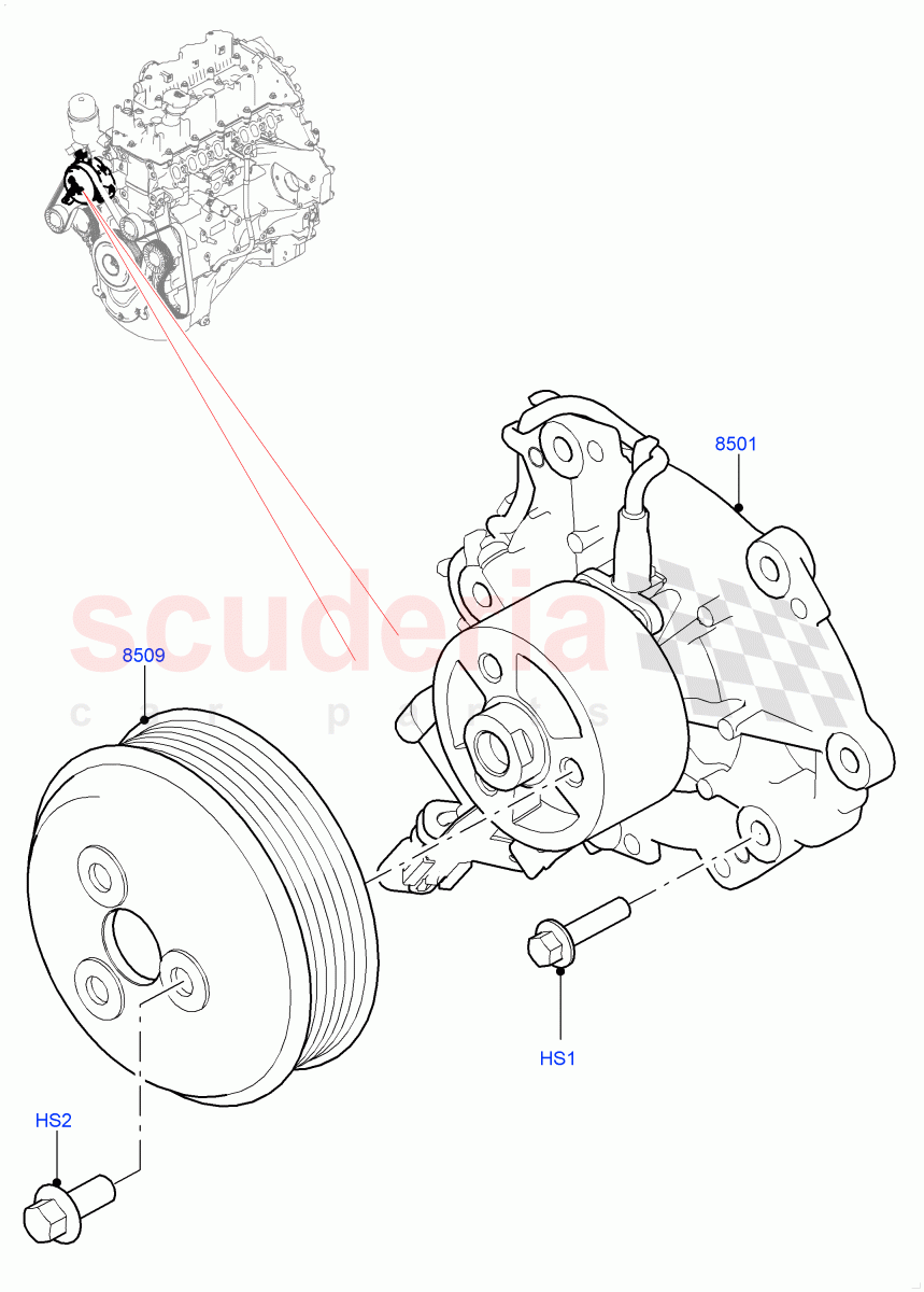 Water Pump(Solihull Plant Build)(2.0L I4 DSL MID DOHC AJ200,2.0L I4 DSL HIGH DOHC AJ200)((V)FROMHA000001) of Land Rover Land Rover Discovery 5 (2017+) [2.0 Turbo Diesel]