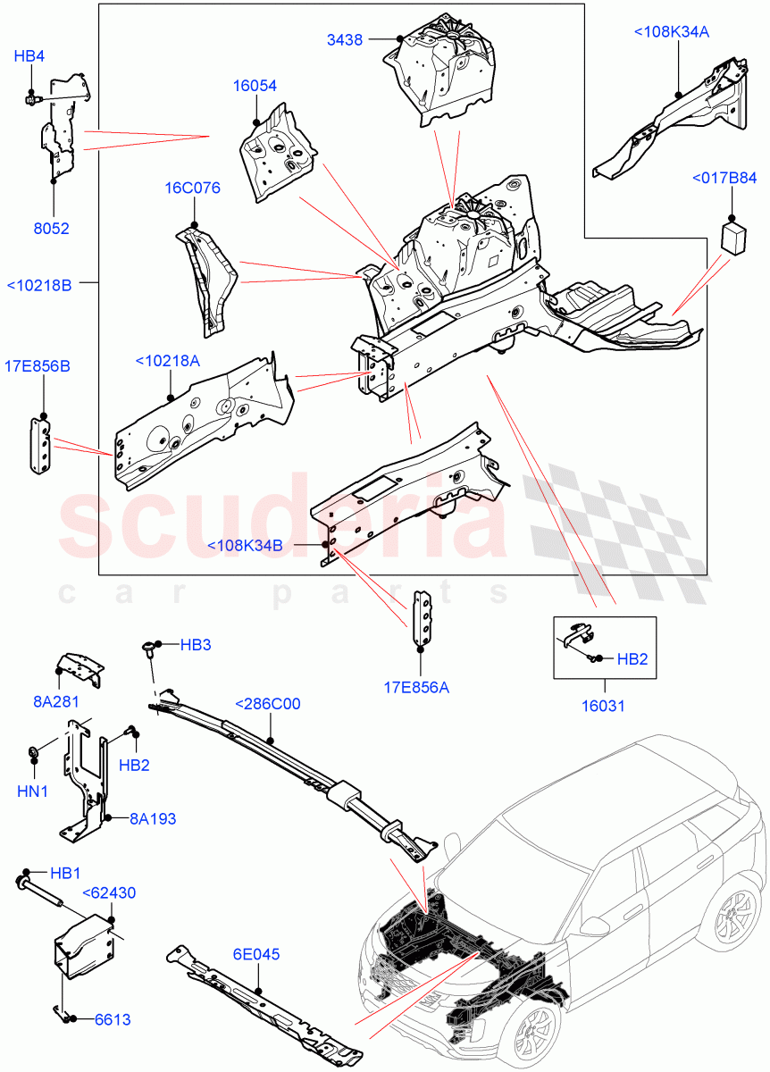 Front Panels, Aprons & Side Members (Reinforcement - Member) (Changsu (China)) of Land Rover Land Rover Range Rover Evoque (2019+) [2.0 Turbo Diesel AJ21D4]