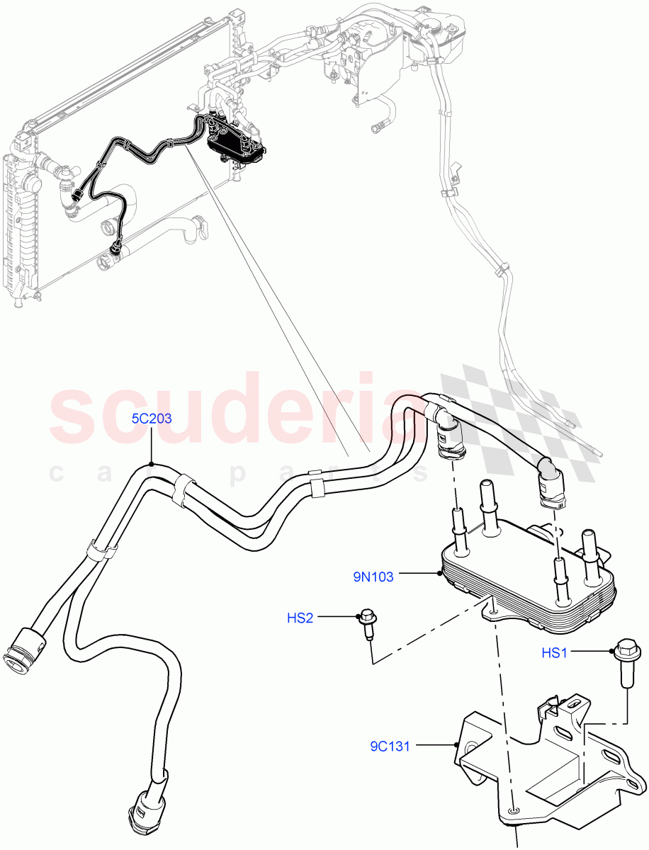 Fuel Cooler Assembly (2.0L AJ20D4 Diesel LF PTA, Halewood (UK), Extra High Engine Cooling, Fuel Tank-Diesel, 2.0L AJ20D4 Diesel Mid PTA) of Land Rover Land Rover Range Rover Evoque (2019+) [2.0 Turbo Diesel]