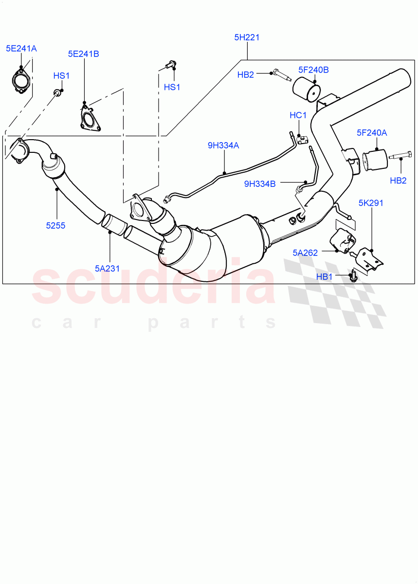 Front Exhaust System (3.0L 24V V6 Turbo Diesel Std Flow, Proconve L6 Emissions, 3.0 V6 Diesel Electric Hybrid Eng, Stage V Plus DPF, 3.0L 24V DOHC V6 TC Diesel) of Land Rover Land Rover Range Rover (2012-2021) [3.0 Diesel 24V DOHC TC]