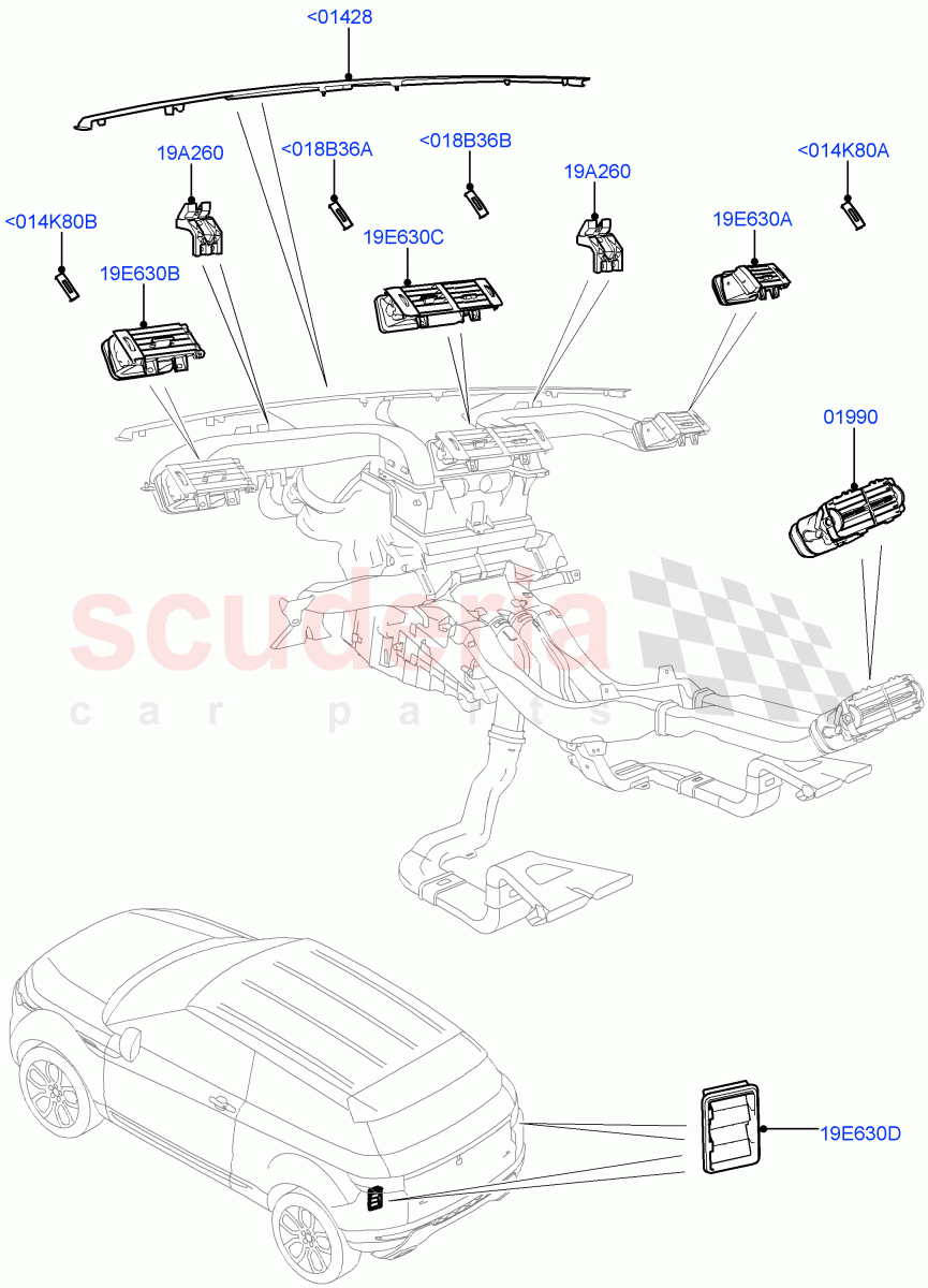 Air Vents, Louvres And Ducts (External Components) (Changsu (China)) ((V) FROMEG000001) of Land Rover Land Rover Range Rover Evoque (2012-2018) [2.0 Turbo Petrol GTDI]