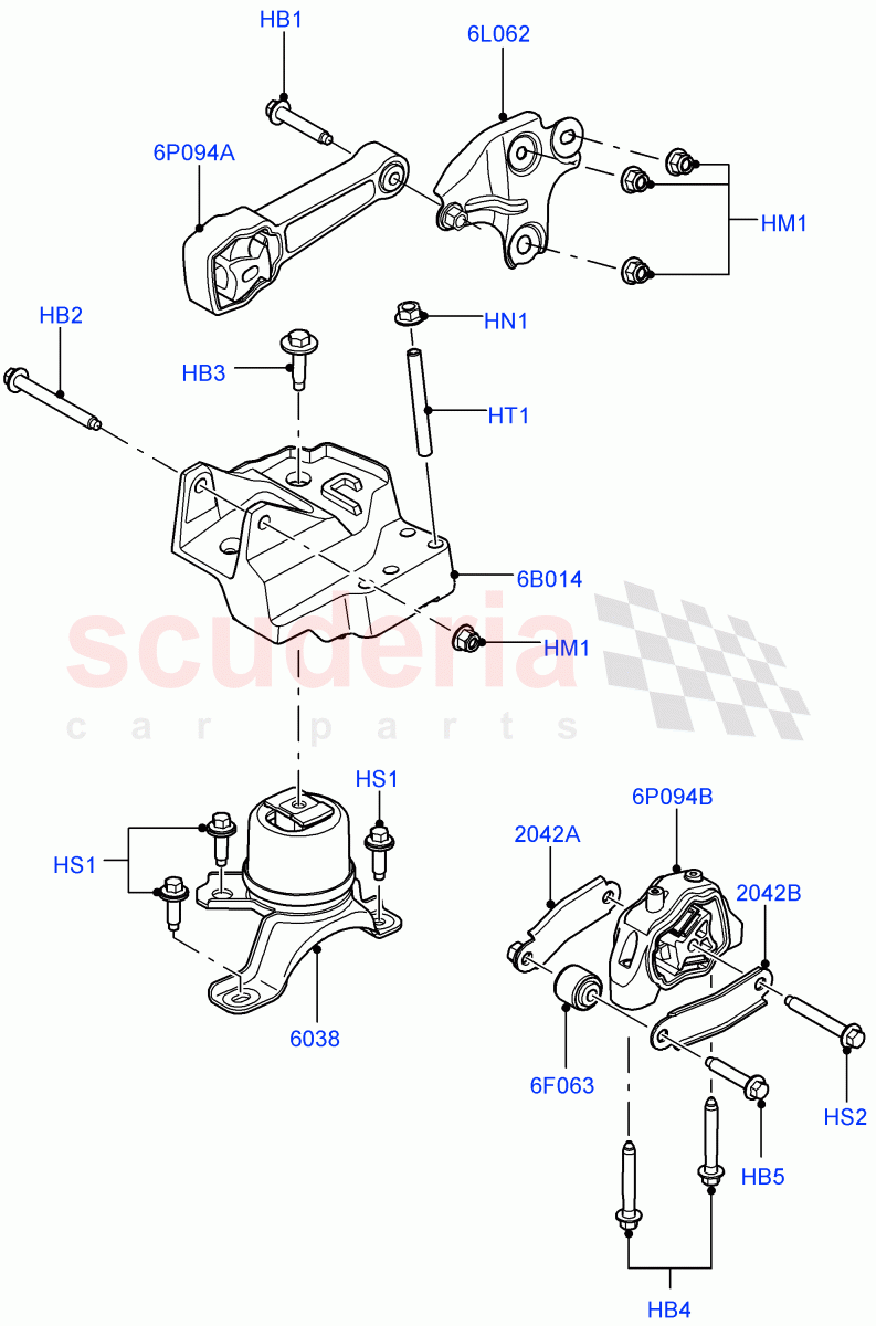 Engine Mounting(2.0L 16V TIVCT T/C Gen2 Petrol,Halewood (UK),2.0L 16V TIVCT T/C 240PS Petrol) of Land Rover Land Rover Range Rover Evoque (2012-2018) [2.2 Single Turbo Diesel]