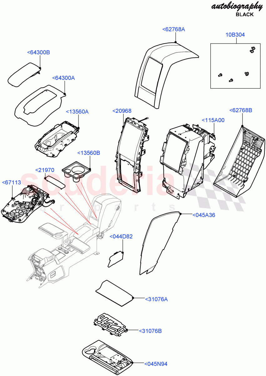 Console - Floor(Autobiography Black / SV Autobiography, Rear, For Stowage Boxes And Lids)(With 2 Rear Small Individual Seats)((V)FROMJA000001) of Land Rover Land Rover Range Rover (2012-2021) [5.0 OHC SGDI SC V8 Petrol]