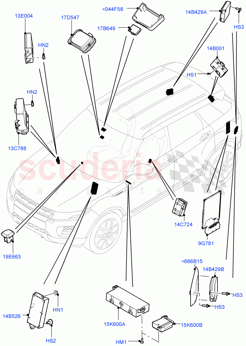 Vehicle Modules And Sensors (Changsu (China)) ((V) FROMEG000001) of Land Rover Land Rover Range Rover Evoque (2012-2018) [2.0 Turbo Petrol AJ200P]