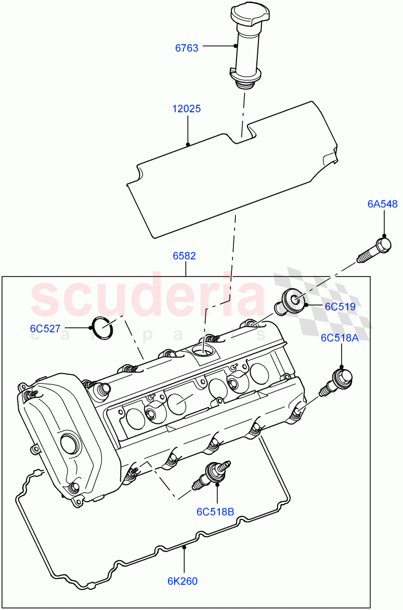 Cylinder Head Cover (AJ Petrol 4.4 V8 EFI (220KW)) of Land Rover Land Rover Range Rover Sport (2005-2009) [4.4 AJ Petrol V8]