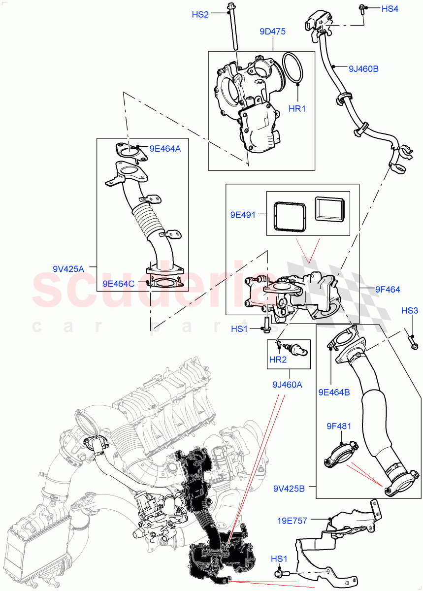 Exhaust Gas Recirculation(Low Pressure EGR)(2.0L AJ20D4 Diesel LF PTA,DPF + DE-SOX,Halewood (UK),EU6D Diesel + DPF Emissions,2.0L AJ20D4 Diesel Mid PTA,Proconve L6 Emissions,Stage V Plus DPF,Japanese Emission + DPF,Bharat VI Emission) of Land Rover Land Rover Discovery Sport (2015+) [2.0 Turbo Diesel]