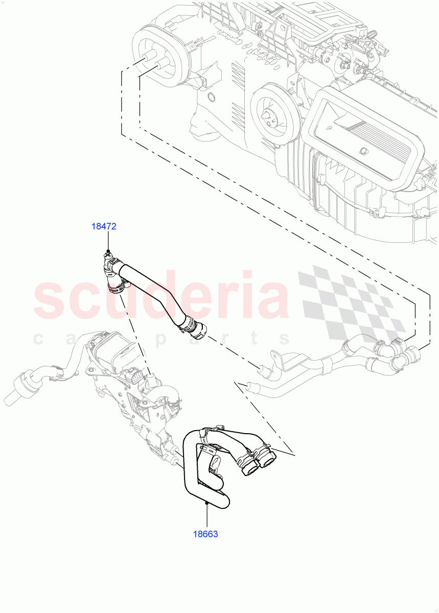Heater Hoses (Front) (4.4L DOHC DITC V8 Diesel, Park Heating With Remote Control) ((V) FROMJA000001, (V) TOJA999999) of Land Rover Land Rover Range Rover Sport (2014+) [2.0 Turbo Diesel]