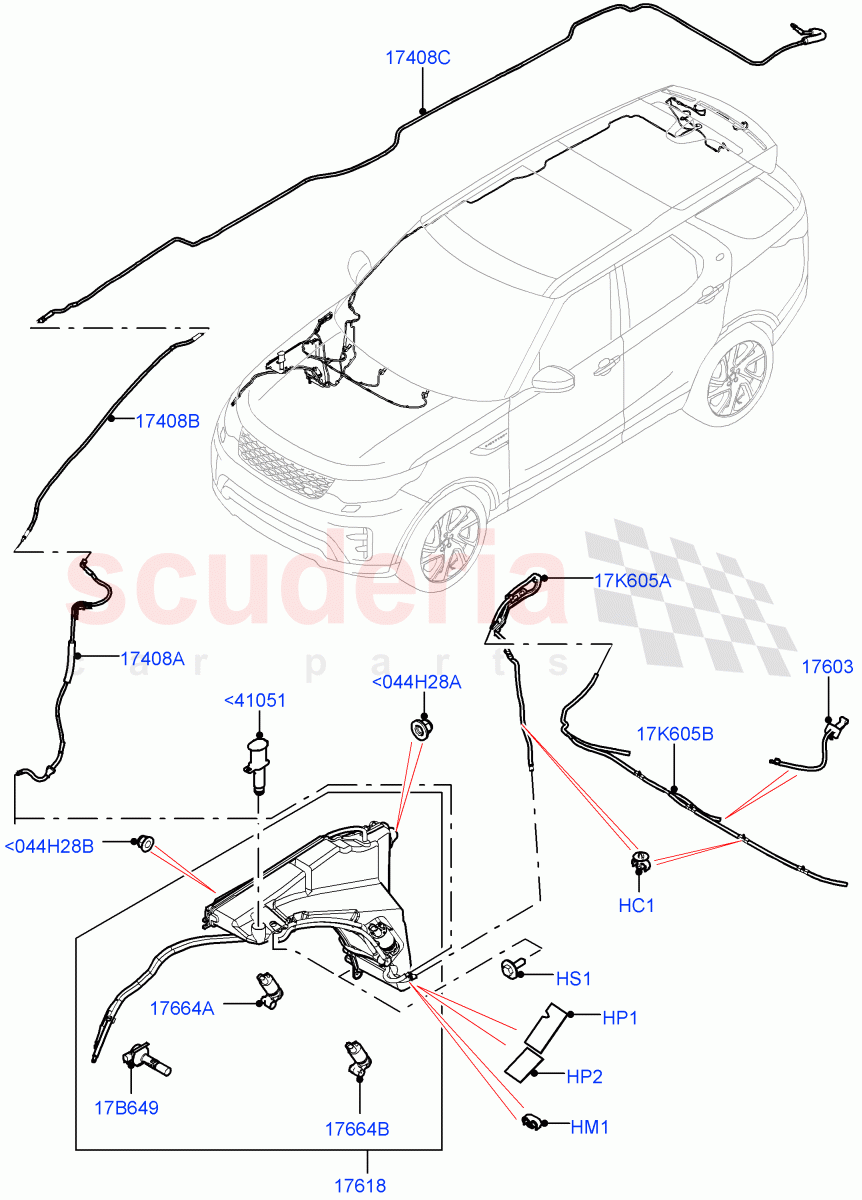Windscreen Washer (Nitra Plant Build) ((V) FROMK2000001) of Land Rover Land Rover Discovery 5 (2017+) [2.0 Turbo Petrol AJ200P]