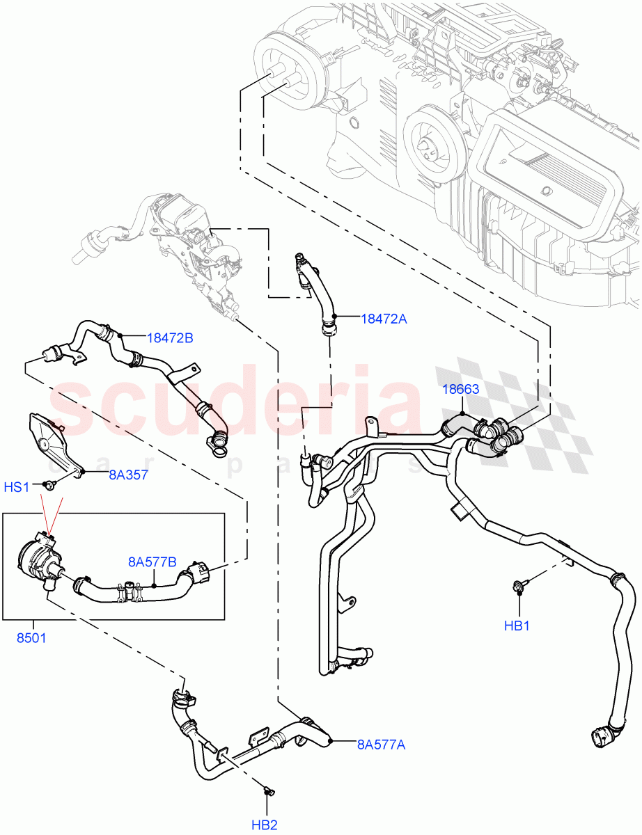 Heater Hoses(Front)(3.0L AJ20P6 Petrol High,With Fuel Fired Heater,Premium Air Conditioning-Front/Rear)((V)FROMKA000001) of Land Rover Land Rover Range Rover (2012-2021) [3.0 Diesel 24V DOHC TC]