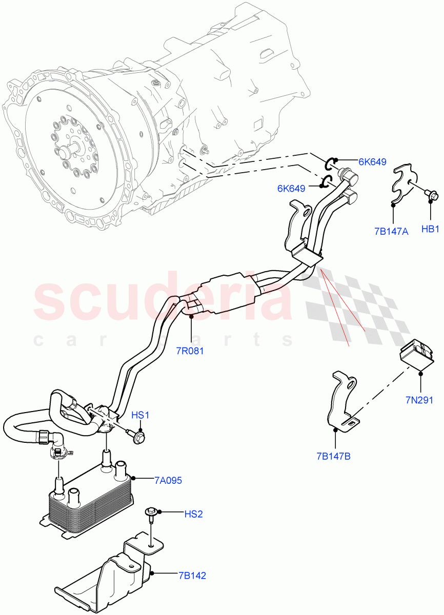 Transmission Cooling Systems (2.0L I4 Mid DOHC AJ200 Petrol, 8 Speed Auto Trans ZF 8HP45, 2.0L I4 High DOHC AJ200 Petrol) of Land Rover Land Rover Range Rover Velar (2017+) [5.0 OHC SGDI SC V8 Petrol]