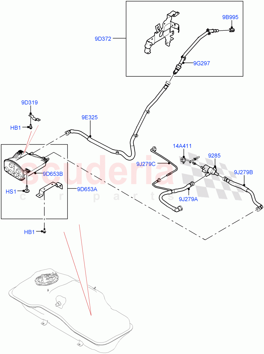 Carbon Canister(1.5L AJ20P3 Petrol High PHEV,Tank PHEV Less DMTL)((V)FROMPH000001) of Land Rover Land Rover Discovery Sport (2015+) [1.5 I3 Turbo Petrol AJ20P3]