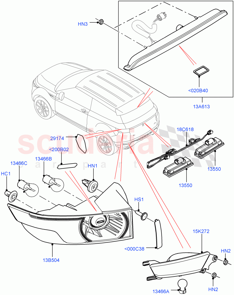 Rear Lamps(Halewood (UK)) of Land Rover Land Rover Range Rover Evoque (2012-2018) [2.0 Turbo Petrol AJ200P]