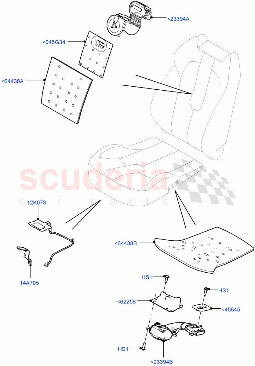 Front Seat Pads/Valances & Heating(Halewood (UK))((V)FROMEH000001,(V)TOFH999999) of Land Rover Land Rover Range Rover Evoque (2012-2018) [2.0 Turbo Petrol GTDI]