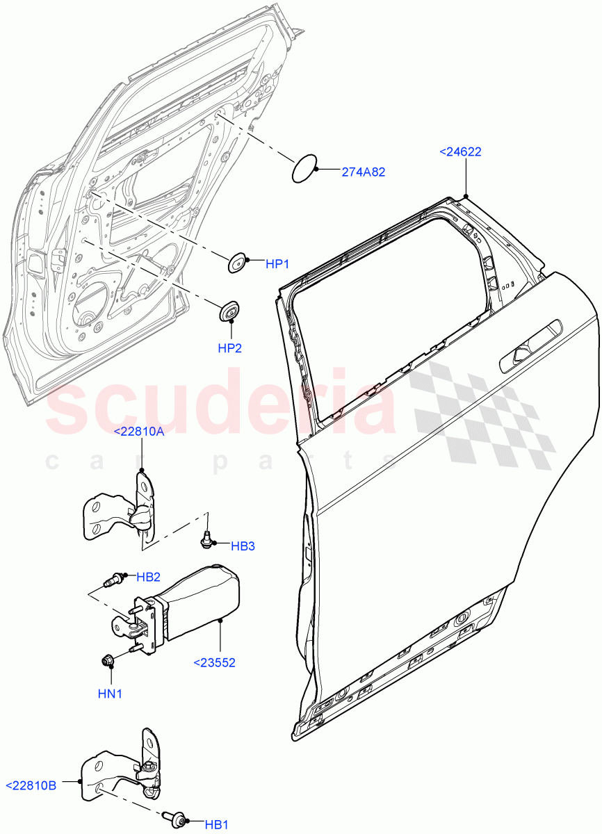 Rear Doors, Hinges & Weatherstrips(Door And Fixings)(Changsu (China)) of Land Rover Land Rover Range Rover Evoque (2019+) [2.0 Turbo Diesel]