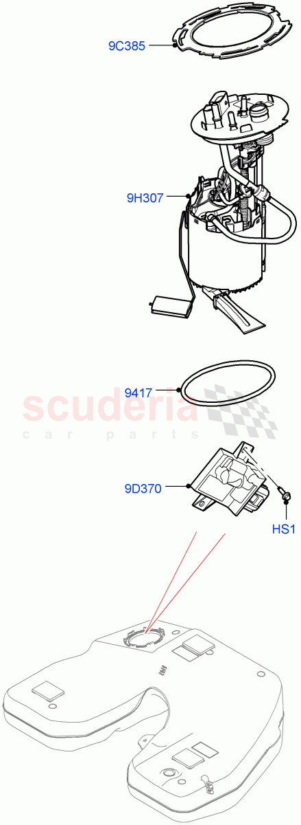 Fuel Pump And Sender Unit(5.0L P AJ133 DOHC CDA S/C Enhanced)((V)FROMKA000001) of Land Rover Land Rover Range Rover Velar (2017+) [5.0 OHC SGDI SC V8 Petrol]