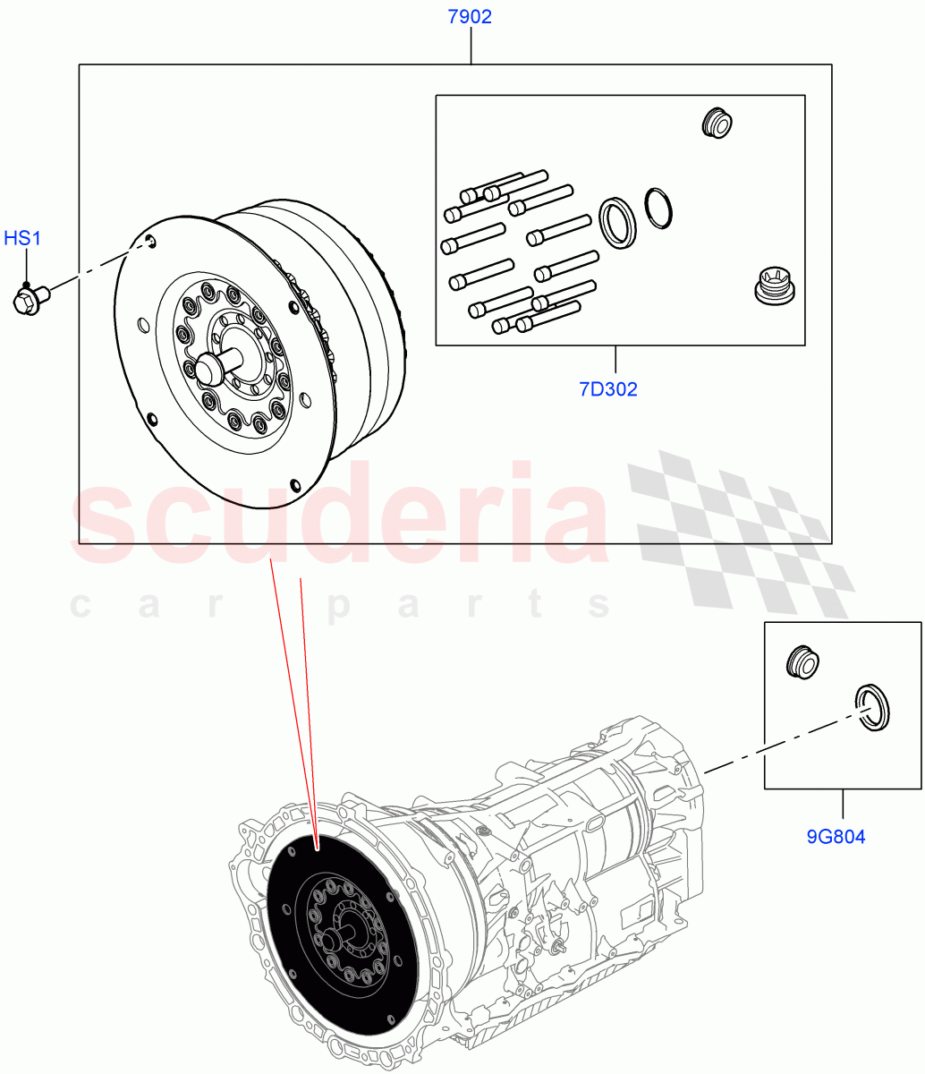 Converter(Solihull Plant Build)(2.0L I4 DSL HIGH DOHC AJ200,8 Speed Auto Trans ZF 8HP70 4WD)((V)FROMAA000001) of Land Rover Land Rover Range Rover Sport (2014+) [2.0 Turbo Petrol GTDI]