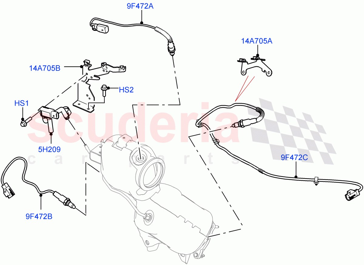Exhaust Sensors And Modules (1.5L AJ20P3 Petrol High, 8 Speed Automatic Trans 8G30, Changsu (China)) of Land Rover Land Rover Discovery Sport (2015+) [1.5 I3 Turbo Petrol AJ20P3]