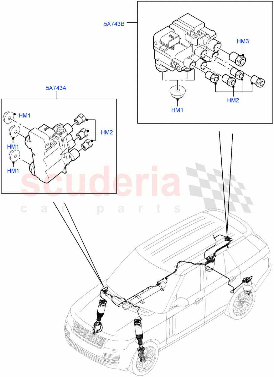 Air Suspension Compressor And Lines(Valve Assembly) of Land Rover Land Rover Range Rover (2012-2021) [3.0 DOHC GDI SC V6 Petrol]