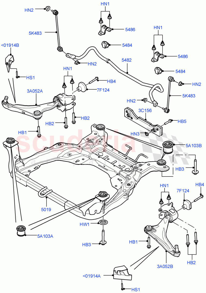 Front Susp.Arms/Stabilizer/X-Member(Itatiaia (Brazil))((V)FROMGT000001) of Land Rover Land Rover Range Rover Evoque (2012-2018) [2.0 Turbo Petrol AJ200P]