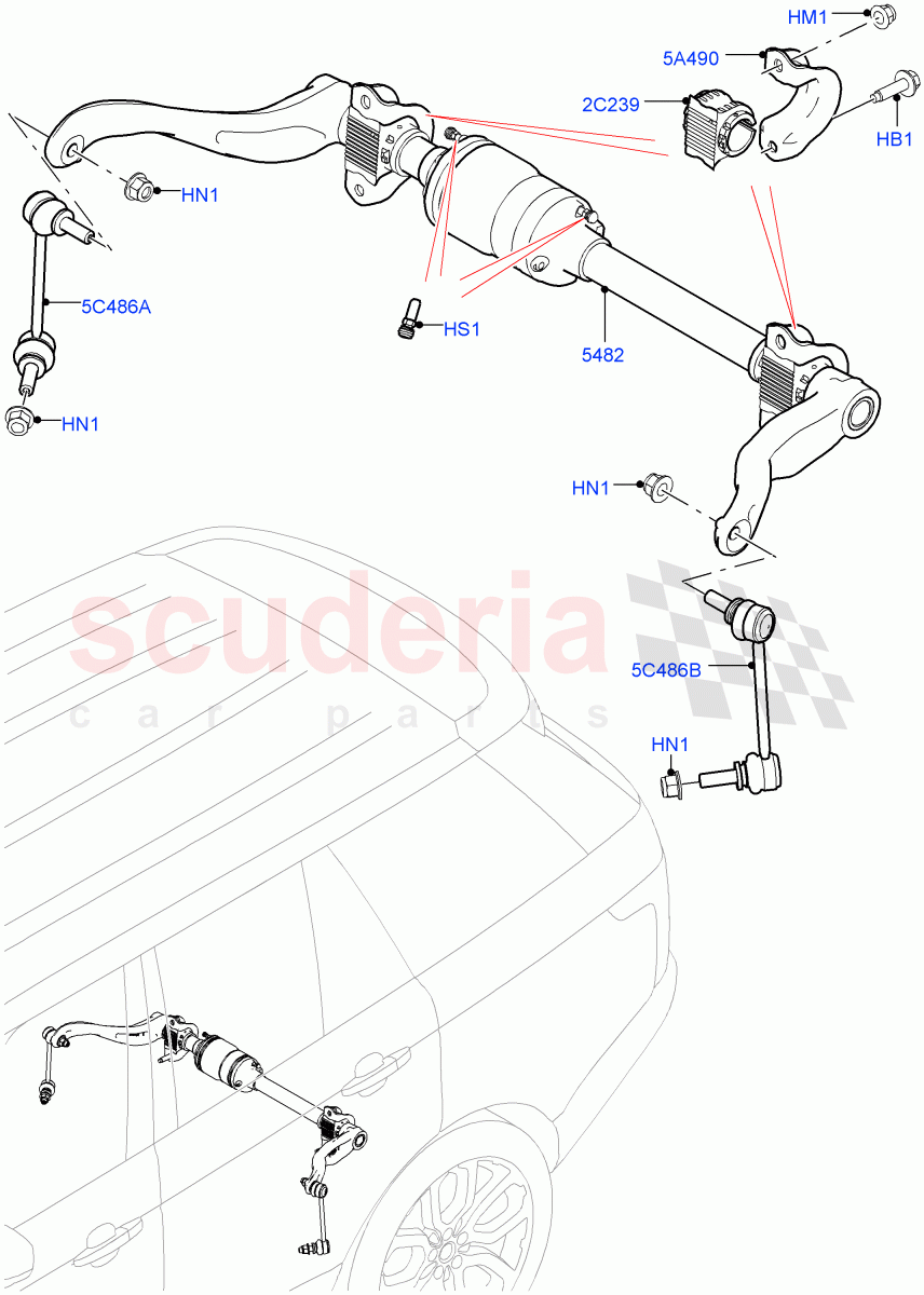 Active Anti-Roll Bar System(Stabilizer Bar, Rear)(5.0L OHC SGDI SC V8 Petrol - AJ133,Electronic Air Suspension With ACE,5.0 Petrol AJ133 DOHC CDA,5.0L P AJ133 DOHC CDA S/C Enhanced,4.4L DOHC DITC V8 Diesel,3.0L AJ20D6 Diesel High)((V)FROMKA000001) of Land Rover Land Rover Range Rover (2012-2021) [3.0 Diesel 24V DOHC TC]