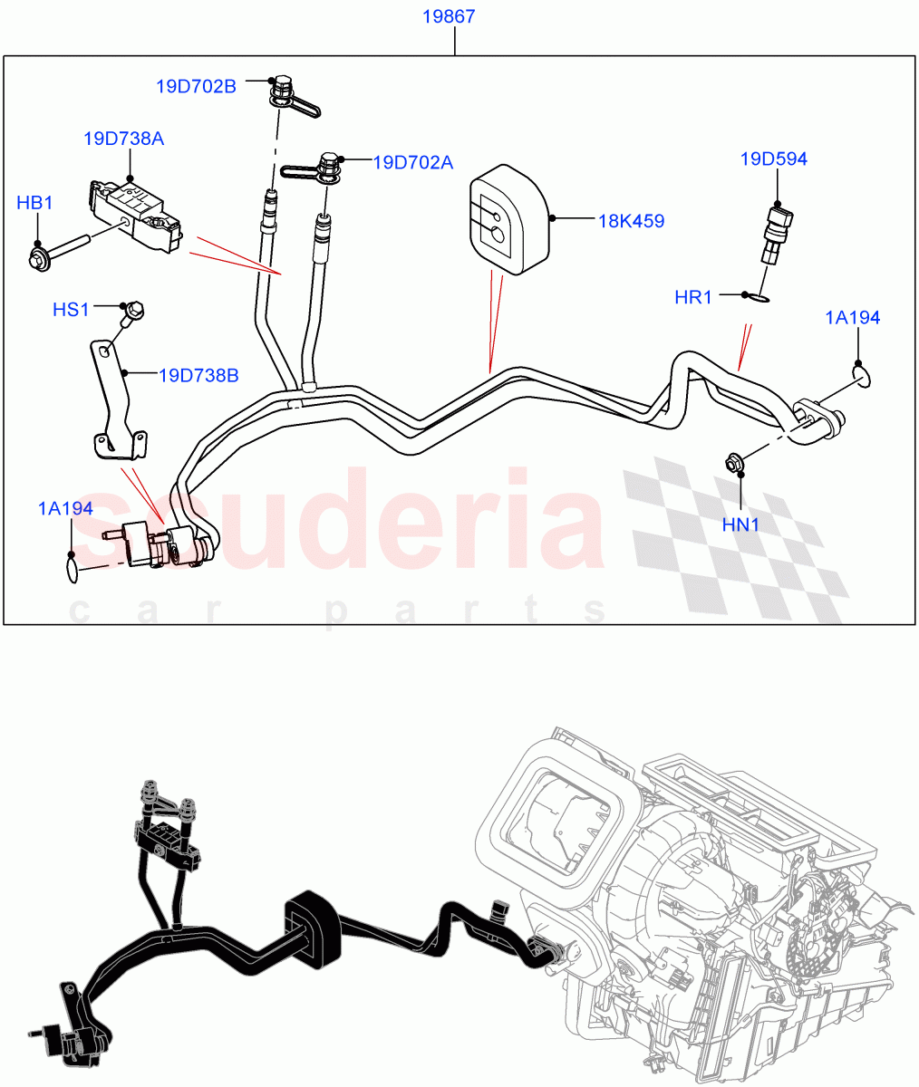 Air Conditioning System (Halewood (UK), Air Conditioning Refrigerant-R134A) ((V) TOLH999999) of Land Rover Land Rover Range Rover Evoque (2019+) [2.0 Turbo Petrol AJ200P]