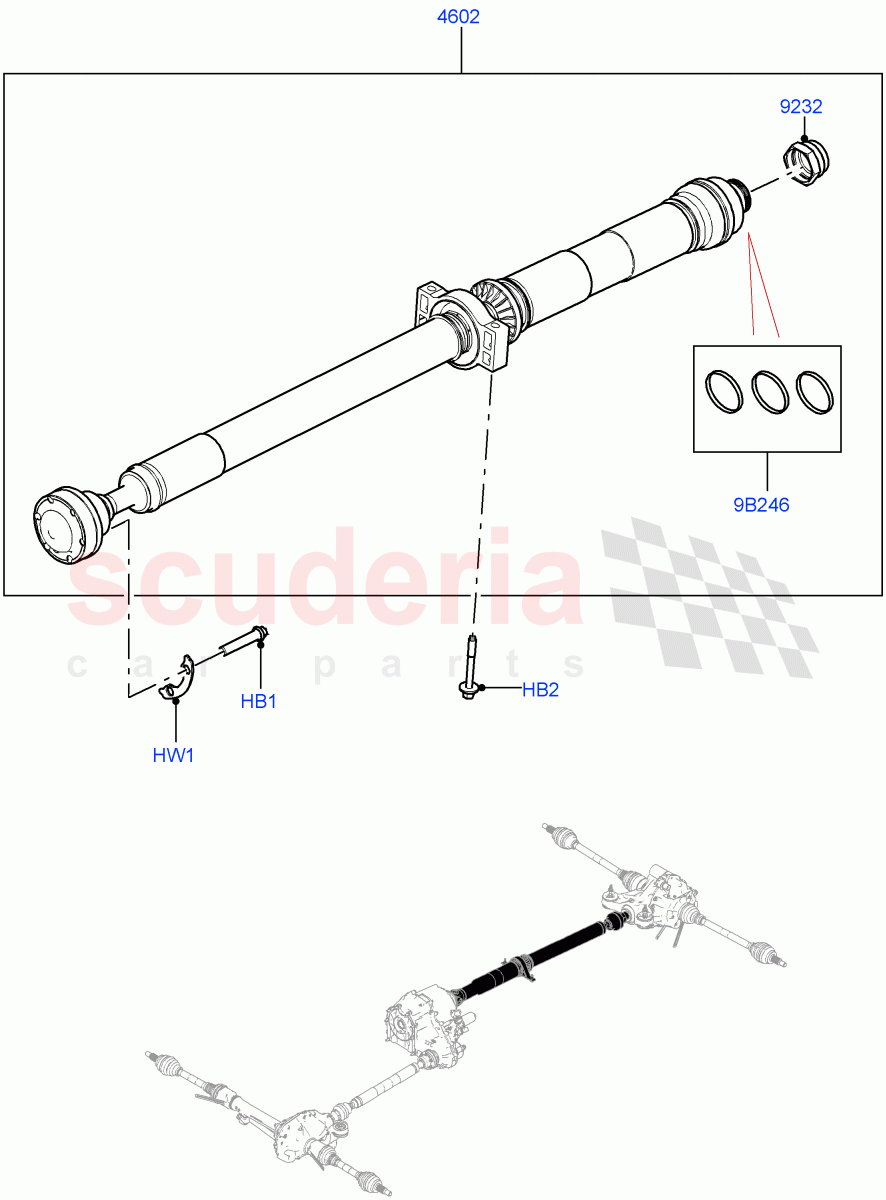 Drive Shaft - Rear Axle Drive(Propshaft)(3.0L AJ20P6 Petrol High,3.0L AJ20D6 Diesel High,4.4 V8 Turbo Petrol (NC10)) of Land Rover Land Rover Range Rover (2022+) [4.4 V8 Turbo Petrol NC10]