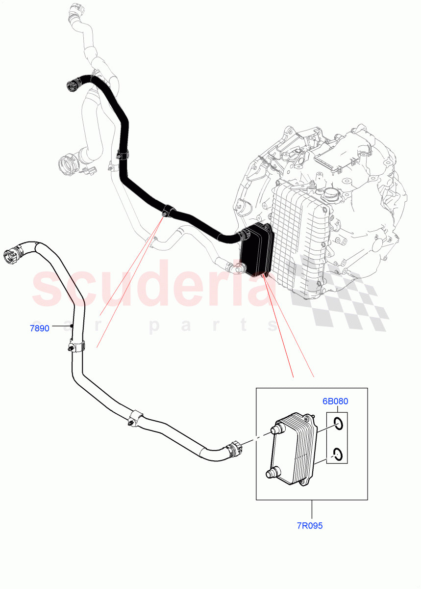 Transmission Cooling Systems (2.0L AJ20P4 Petrol Mid PTA, 9 Speed Auto Trans 9HP50, Changsu (China)) ((V) FROMKG006088) of Land Rover Land Rover Range Rover Evoque (2019+) [2.0 Turbo Petrol AJ200P]