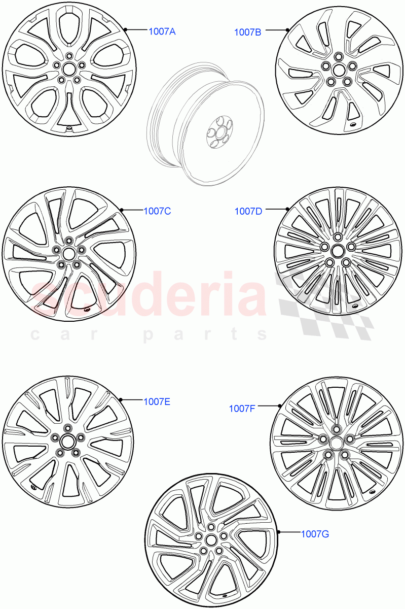 Spare Wheel (Nitra Plant Build) (21" Full Size Spare Wheel, 22" Full Size Spare Wheel, 19" Full Size Spare Wheel, With Conventional Alloy Spare Wheel, 20" Full Size Spare Wheel, Spare Wheel - Conventional Alloy) ((V) FROMK2000001, (V) TOL2999999) of Land Rover Land Rover Discovery 5 (2017+) [2.0 Turbo Diesel]