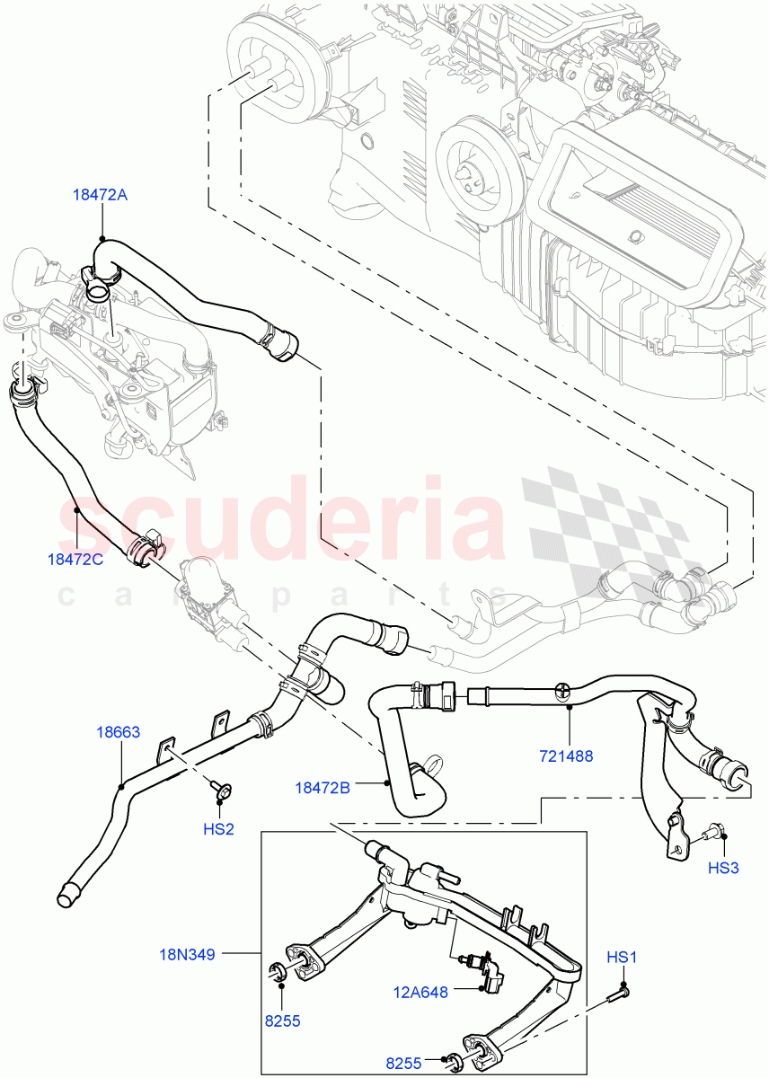 Heater Hoses(Solihull Plant Build)(3.0L DOHC GDI SC V6 PETROL,With Fuel Fired Heater)((V)FROMHA000001,(V)TOHA999999) of Land Rover Land Rover Discovery 5 (2017+) [3.0 I6 Turbo Diesel AJ20D6]