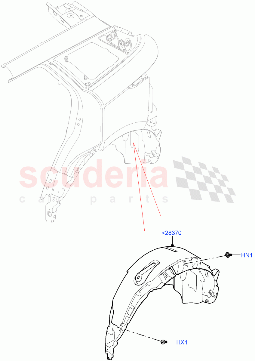 Side Panels - Inner(Wheelarch)(Changsu (China)) of Land Rover Land Rover Range Rover Evoque (2019+) [2.0 Turbo Petrol AJ200P]