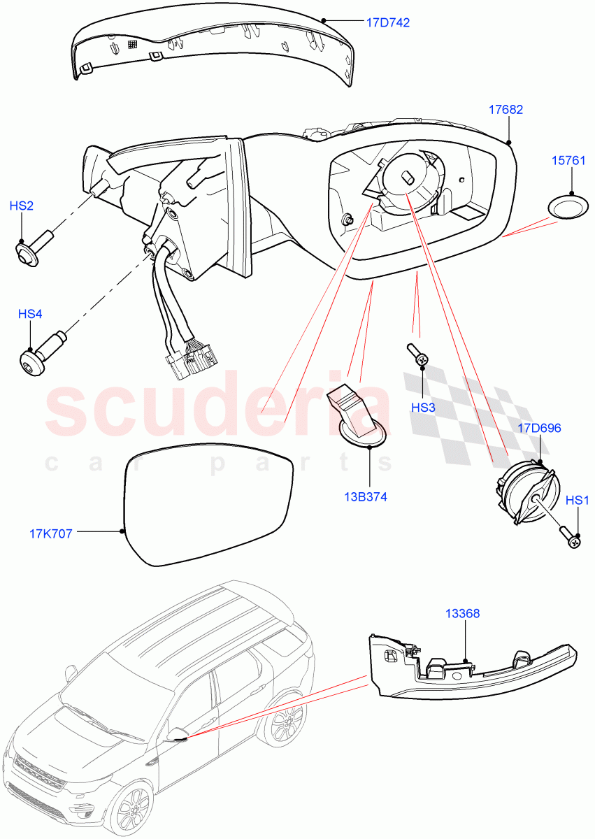 Exterior Rear View Mirror (Itatiaia (Brazil)) ((V) FROMGT000001) of Land Rover Land Rover Discovery Sport (2015+) [2.0 Turbo Diesel]