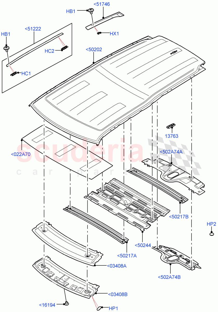 Roof - Sheet Metal(Solihull Plant Build)(Less Panorama Roof)((V)FROMHA000001) of Land Rover Land Rover Discovery 5 (2017+) [2.0 Turbo Diesel]