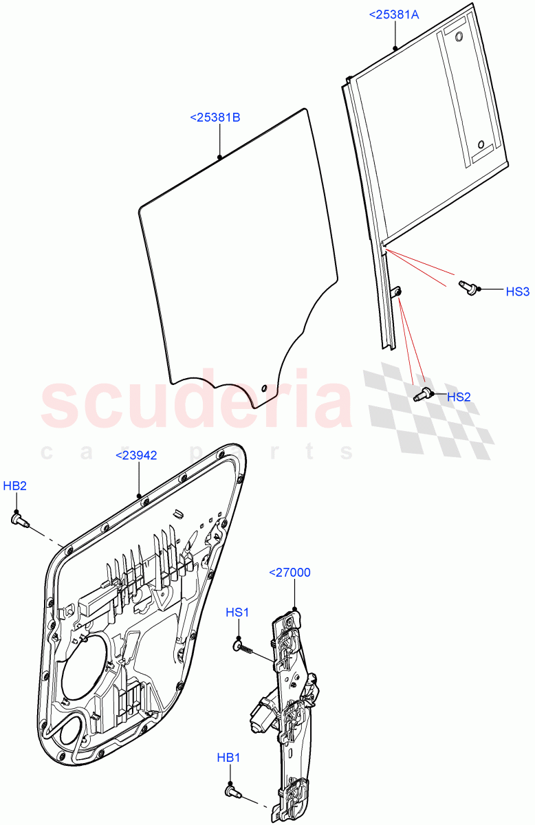 Rear Door Glass And Window Controls(Standard Wheelbase) of Land Rover Land Rover Defender (2020+) [3.0 I6 Turbo Diesel AJ20D6]