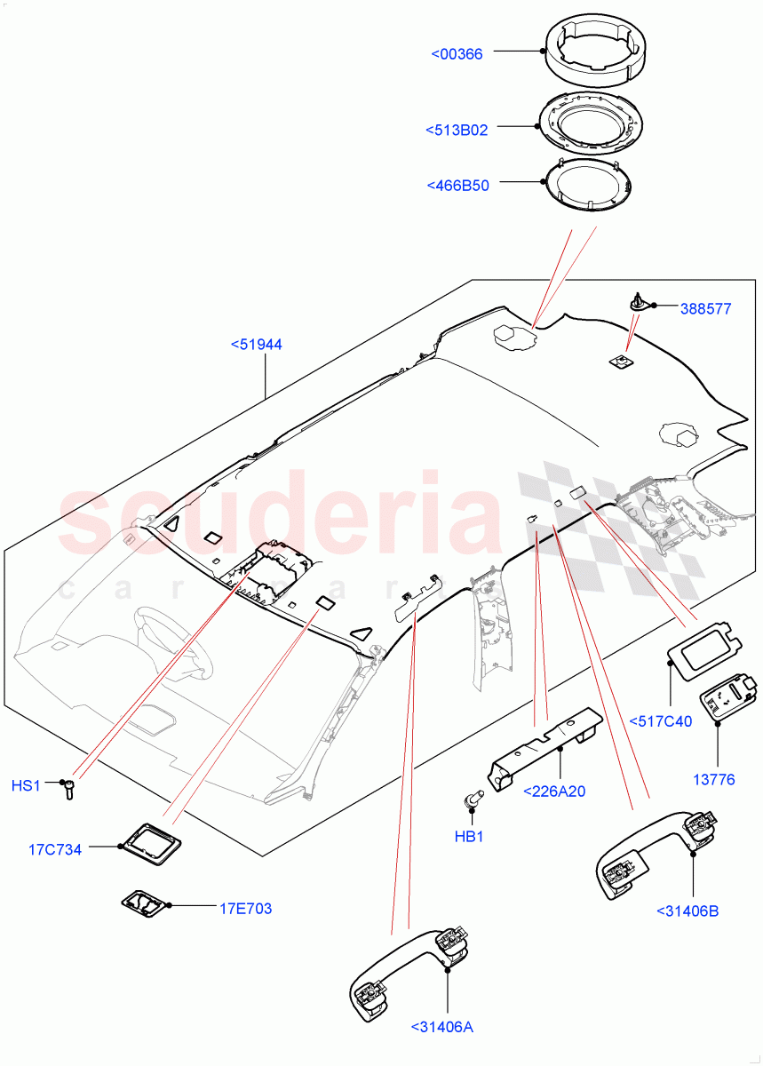 Headlining And Sun Visors(Less Panorama Roof,Itatiaia (Brazil))((V)FROMGT000001) of Land Rover Land Rover Discovery Sport (2015+) [2.2 Single Turbo Diesel]